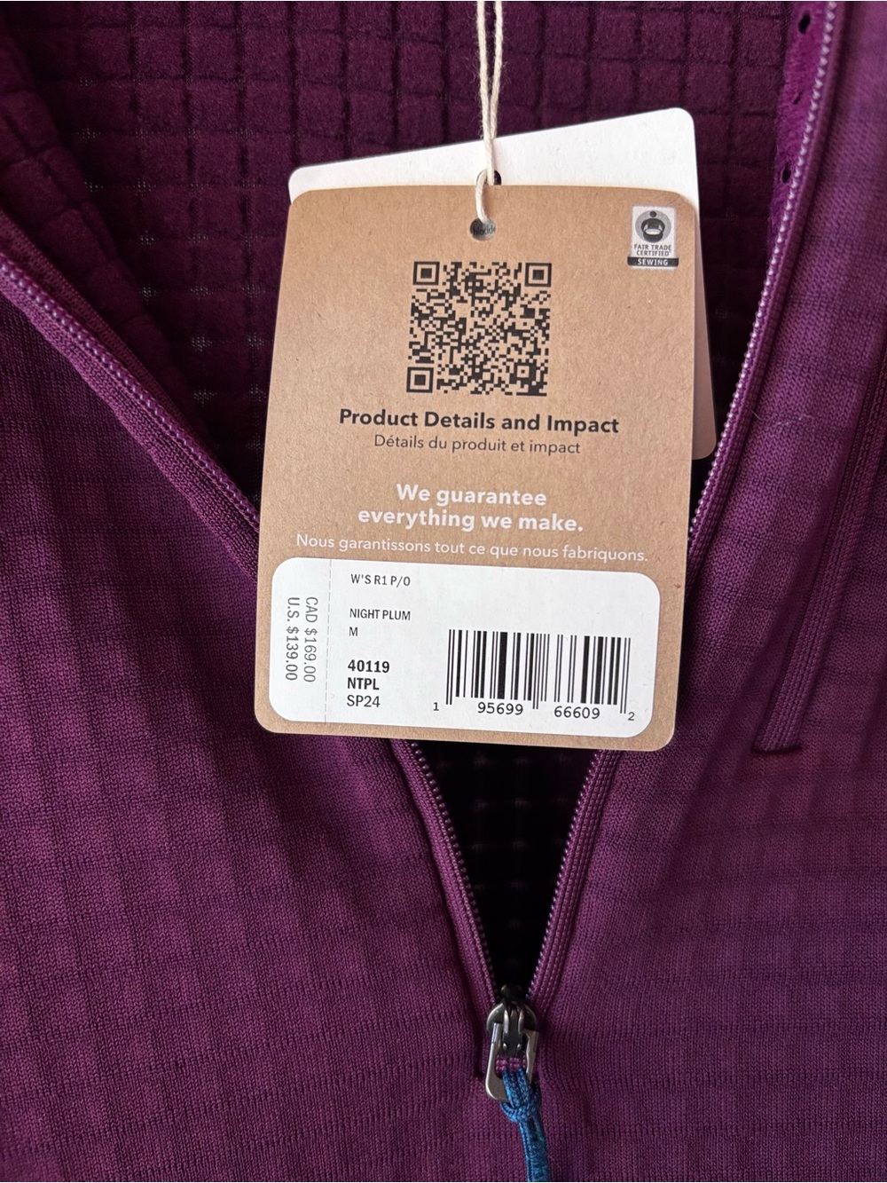 Patagonia Women's R1 Quarter-Zip Fleece Pullover in Night Plum - Picture 5 of 6